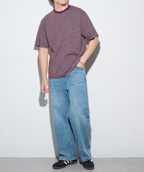 Healthknit（ヘルスニット）の「【Healthknit】26SS Classic Border Jersey Crewneck S/S 51045（Tシャツ/カットソー・メンズ・パープル/ブラック・XL/L/M）」の6枚目の写真