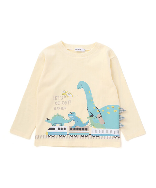 SLAP SLIP（スラップスリップ）の「恐竜プリントヒレ付き天竺長袖Ｔシャツ(80~130cm)（Tシャツ/カットソー・キッズ・ネイビー/イエロー・120cm/90cm/80ｃｍ/130cm/110cm/100cm）」の5枚目の写真