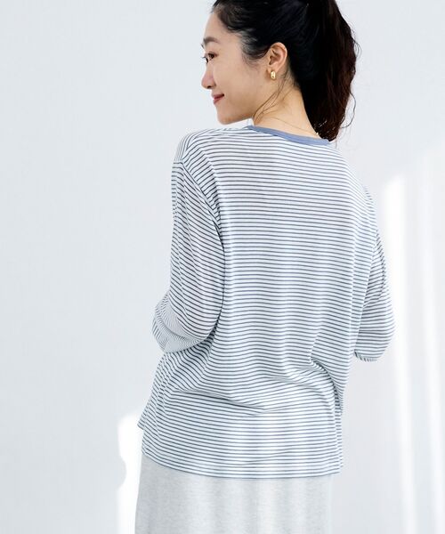 le.coeur blanc（ルクールブラン）の「シアーボーダーカットソー（Tシャツ/カットソー・レディース・ブルー系その他2/ブラック系その他・38）」の7枚目の写真