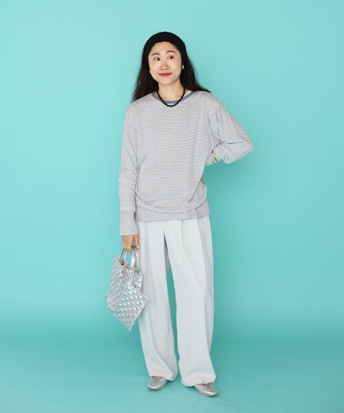 le.coeur blanc（ルクールブラン）の「シアーボーダーカットソー（Tシャツ/カットソー・レディース・ブルー系その他2/ブラック系その他・38）」の14枚目の写真