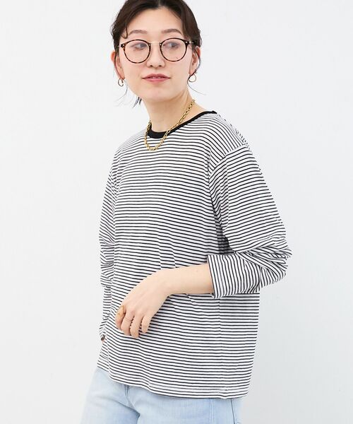 le.coeur blanc（ルクールブラン）の「シアーボーダーカットソー（Tシャツ/カットソー・レディース・ブルー系その他2/ブラック系その他・38）」の20枚目の写真