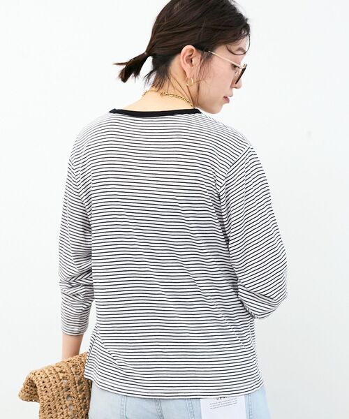 le.coeur blanc（ルクールブラン）の「シアーボーダーカットソー（Tシャツ/カットソー・レディース・ブルー系その他2/ブラック系その他・38）」の21枚目の写真