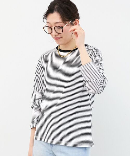 le.coeur blanc（ルクールブラン）の「シアーボーダーカットソー（Tシャツ/カットソー・レディース・ブルー系その他2/ブラック系その他・38）」の22枚目の写真