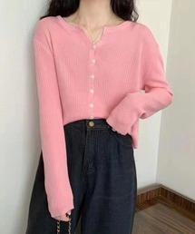ボタンリブカーディガン