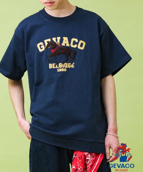 GEVACO（ゲバコ）の「【GEVACO/ゲバコ】フロントプリント刺繍Tシャツ（Tシャツ/カットソー・メンズ・ホワイト/ネイビー/カーキ・M/L）」の3枚目の写真