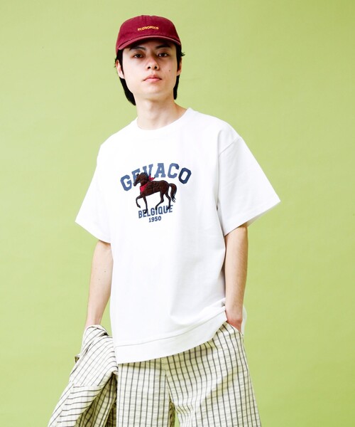 GEVACO（ゲバコ）の「【GEVACO/ゲバコ】フロントプリント刺繍Tシャツ（Tシャツ/カットソー・メンズ・ホワイト/ネイビー/カーキ・M/L）」の22枚目の写真