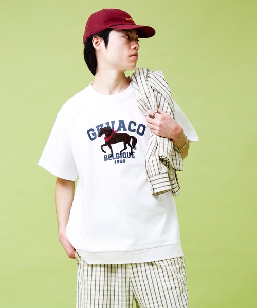 GEVACO（ゲバコ）の「【GEVACO/ゲバコ】フロントプリント刺繍Tシャツ（Tシャツ/カットソー・メンズ・ホワイト/ネイビー/カーキ・M/L）」の21枚目の写真