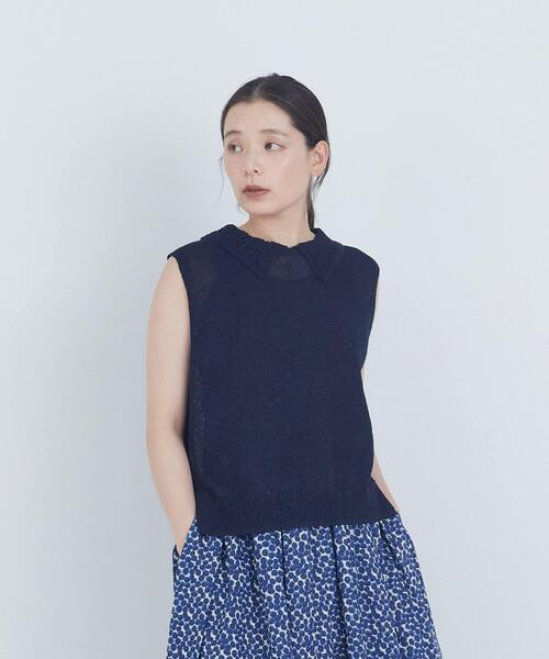 ADIEU TRISTESSE（アデュートリステス）の「TSUMUGI透かし襟ベスト（ベスト・レディース・オフホワイト/レッド/ネイビー・FREE）」の3枚目の写真