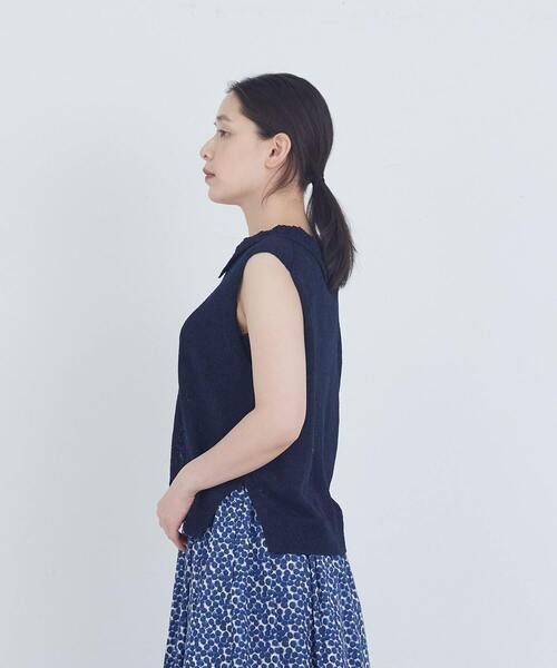 ADIEU TRISTESSE（アデュートリステス）の「TSUMUGI透かし襟ベスト（ベスト・レディース・オフホワイト/レッド/ネイビー・FREE）」の9枚目の写真