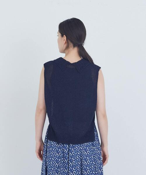 ADIEU TRISTESSE（アデュートリステス）の「TSUMUGI透かし襟ベスト（ベスト・レディース・オフホワイト/レッド/ネイビー・FREE）」の10枚目の写真