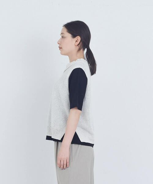 ADIEU TRISTESSE（アデュートリステス）の「TSUMUGI透かし襟ベスト（ベスト・レディース・オフホワイト/レッド/ネイビー・FREE）」の15枚目の写真