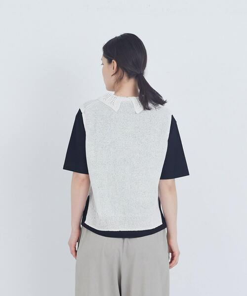 ADIEU TRISTESSE（アデュートリステス）の「TSUMUGI透かし襟ベスト（ベスト・レディース・オフホワイト/レッド/ネイビー・FREE）」の16枚目の写真