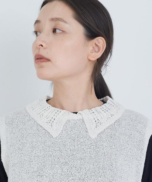 ADIEU TRISTESSE（アデュートリステス）の「TSUMUGI透かし襟ベスト（ベスト・レディース・オフホワイト/レッド/ネイビー・FREE）」の17枚目の写真