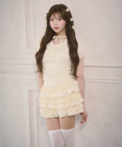 PHILLY(フィリー)の「レースコンビフリルミニスカート(スカート・レディース・アイボリー/ブラック・FREE)」の12枚目の写真