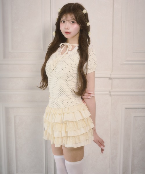 PHILLY(フィリー)の「レースコンビフリルミニスカート(スカート・レディース・アイボリー/ブラック・FREE)」の13枚目の写真