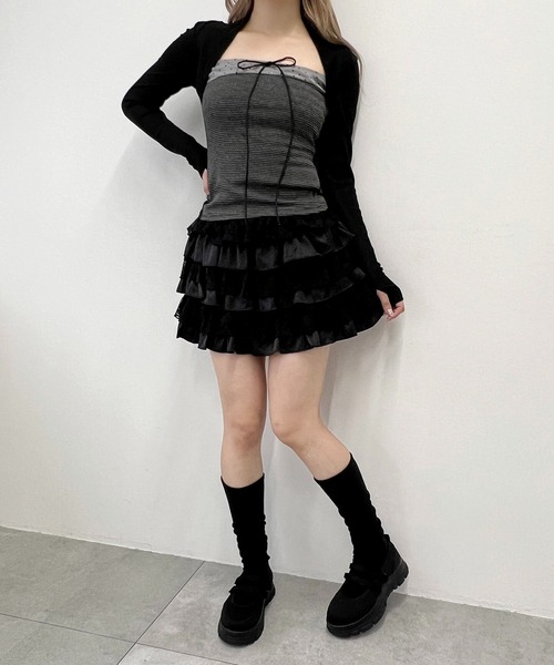 PHILLY(フィリー)の「レースコンビフリルミニスカート(スカート・レディース・アイボリー/ブラック・FREE)」の5枚目の写真