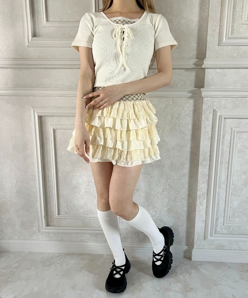 PHILLY(フィリー)の「レースコンビフリルミニスカート(スカート・レディース・アイボリー/ブラック・FREE)」の11枚目の写真
