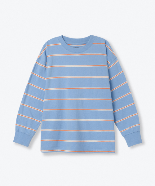 MUSINSA STANDARD KIDS（ムシンサスタンダードキッズ）の「マルチストライプクルーネック長袖Tシャツ2 [スカイブルー]（Tシャツ/カットソー・レディース・その他・100/110/120/130/140/150/160）」の2枚目の写真