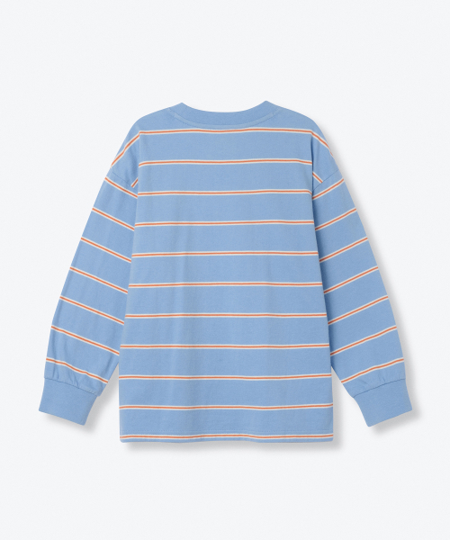 MUSINSA STANDARD KIDS（ムシンサスタンダードキッズ）の「マルチストライプクルーネック長袖Tシャツ2 [スカイブルー]（Tシャツ/カットソー・レディース・その他・100/110/120/130/140/150/160）」の3枚目の写真