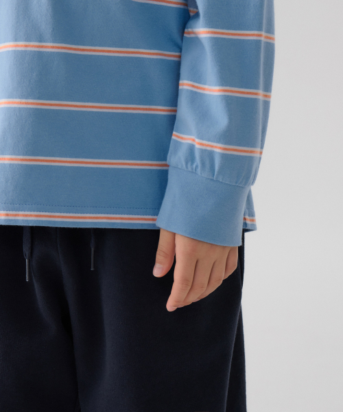 MUSINSA STANDARD KIDS（ムシンサスタンダードキッズ）の「マルチストライプクルーネック長袖Tシャツ2 [スカイブルー]（Tシャツ/カットソー・レディース・その他・100/110/120/130/140/150/160）」の5枚目の写真