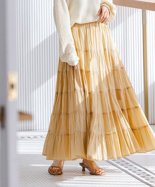 Couture d'adam(クチュールドアダム)の「COUTURE D'ADAM/クチュールドアダム SushiVoile Tiered Skirt(スカート・レディース・ベージュ/ブラック・38)」の1枚目の写真