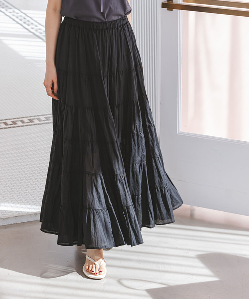 Couture d'adam(クチュールドアダム)の「COUTURE D'ADAM/クチュールドアダム SushiVoile Tiered Skirt(スカート・レディース・ベージュ/ブラック・38)」の3枚目の写真