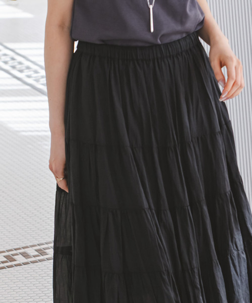 Couture d'adam(クチュールドアダム)の「COUTURE D'ADAM/クチュールドアダム SushiVoile Tiered Skirt(スカート・レディース・ベージュ/ブラック・38)」の4枚目の写真