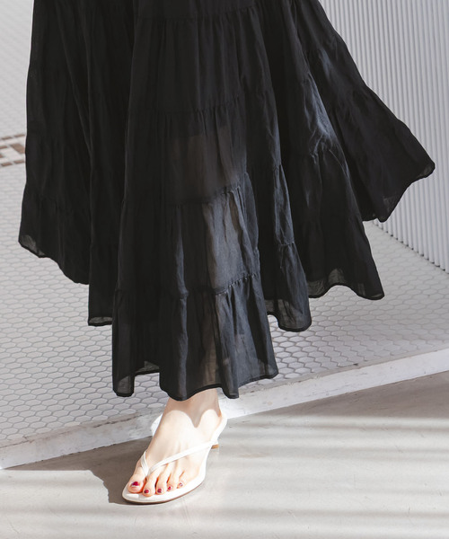 Couture d'adam(クチュールドアダム)の「COUTURE D'ADAM/クチュールドアダム SushiVoile Tiered Skirt(スカート・レディース・ベージュ/ブラック・38)」の5枚目の写真