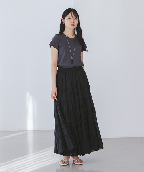 Couture d'adam(クチュールドアダム)の「COUTURE D'ADAM/クチュールドアダム SushiVoile Tiered Skirt(スカート・レディース・ベージュ/ブラック・38)」の6枚目の写真