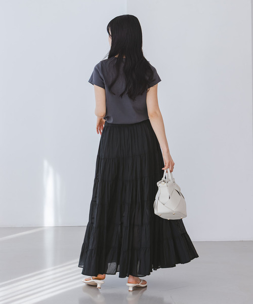 Couture d'adam(クチュールドアダム)の「COUTURE D'ADAM/クチュールドアダム SushiVoile Tiered Skirt(スカート・レディース・ベージュ/ブラック・38)」の7枚目の写真