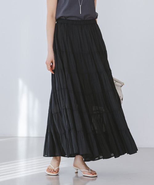 Couture d'adam(クチュールドアダム)の「COUTURE D'ADAM/クチュールドアダム SushiVoile Tiered Skirt(スカート・レディース・ベージュ/ブラック・38)」の8枚目の写真