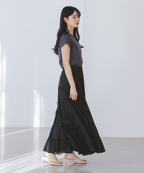 Couture d'adam(クチュールドアダム)の「COUTURE D'ADAM/クチュールドアダム SushiVoile Tiered Skirt(スカート・レディース・ベージュ/ブラック・38)」の20枚目の写真