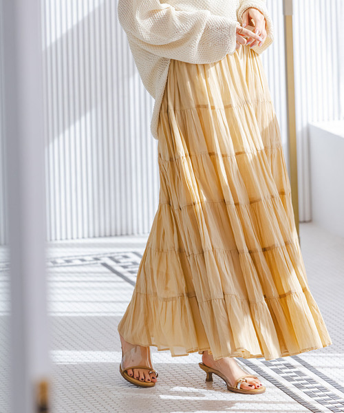 Couture d'adam(クチュールドアダム)の「COUTURE D'ADAM/クチュールドアダム SushiVoile Tiered Skirt(スカート・レディース・ベージュ/ブラック・38)」の22枚目の写真