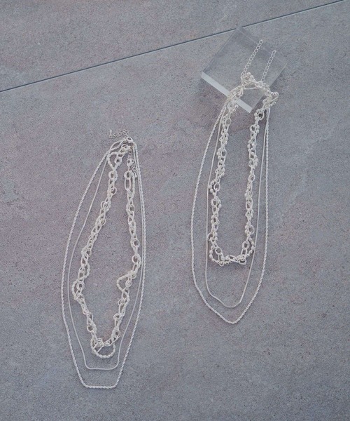 HARE（ハレ）の「2PMIXチェーンネックレス(HARE)（ネックレス・レディース・シルバー/ホワイト・FREE）」の4枚目の写真