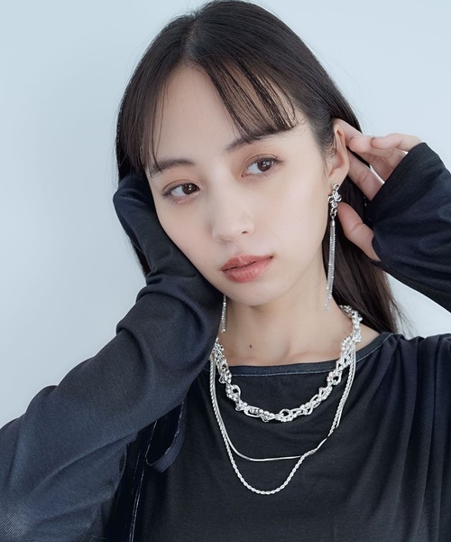 HARE（ハレ）の「2PMIXチェーンネックレス(HARE)（ネックレス・レディース・シルバー/ホワイト・FREE）」の9枚目の写真