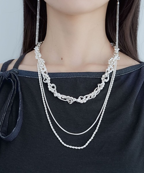 HARE（ハレ）の「2PMIXチェーンネックレス(HARE)（ネックレス・レディース・シルバー/ホワイト・FREE）」の10枚目の写真