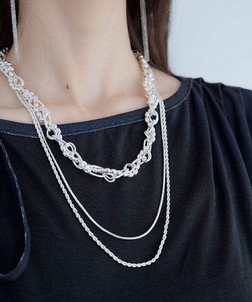 HARE（ハレ）の「2PMIXチェーンネックレス(HARE)（ネックレス・レディース・シルバー/ホワイト・FREE）」の11枚目の写真