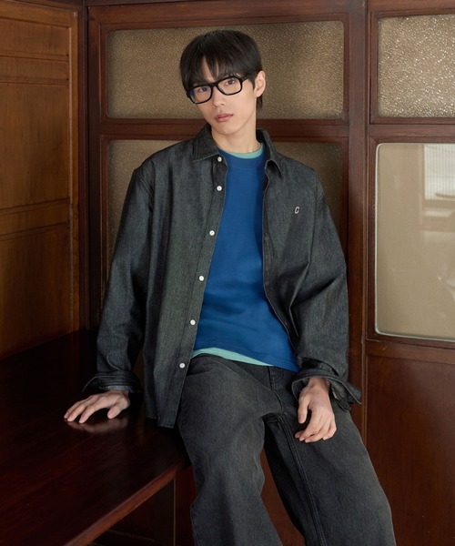 COVERNAT（カバーナット）の「COOL COTTON C LOGO T-SHIRT（Tシャツ/カットソー・メンズ・チャコールグレー/ブルー系その他/エメラルド/ブラック/ホワイト/キナリ・X-SMALL/SMALL/MEDIUM/LARGE/X-LARGE/XX-LARGE）」の20枚目の写真
