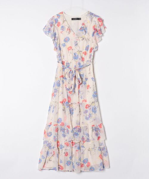LAUREN RALPH LAUREN(ローレン ラルフ ローレン)の「フローラル ベルテッド ジョーゼット ティアード ドレス(ワンピース・レディース・ホワイト・4/6/8/10/00/2/0)」の7枚目の写真