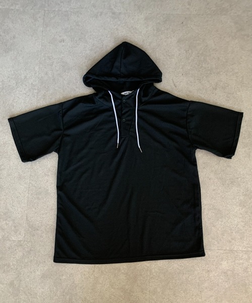 link lot(リンクロット)の「ルーズシルエット ヘンリーネック半袖プルオーバーパーカー(Tシャツ/カットソー・メンズ・ホワイト/ブラック・L/M)」の12枚目の写真