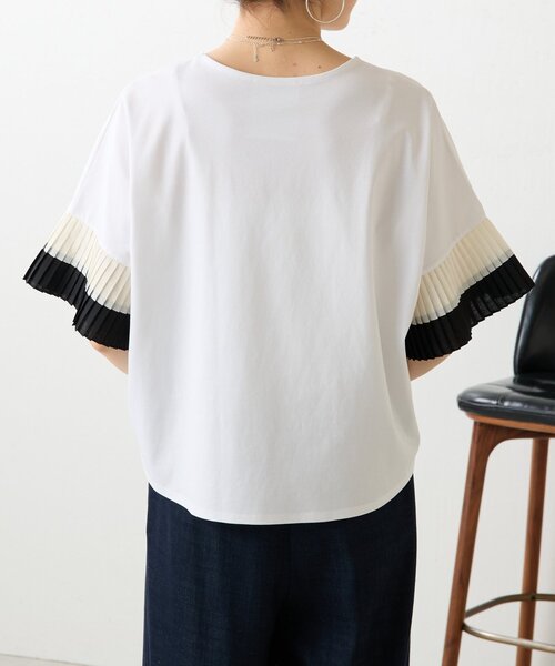 BEARDSLEY（ビアズリー）の「プリーツソデカットソー（Tシャツ/カットソー・レディース・ホワイト/ブラック・FREE）」の15枚目の写真