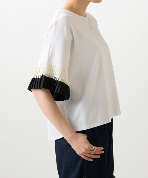 BEARDSLEY（ビアズリー）の「プリーツソデカットソー（Tシャツ/カットソー・レディース・ホワイト/ブラック・FREE）」の16枚目の写真