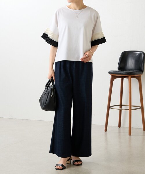 BEARDSLEY（ビアズリー）の「プリーツソデカットソー（Tシャツ/カットソー・レディース・ホワイト/ブラック・FREE）」の18枚目の写真