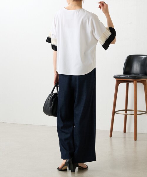 BEARDSLEY（ビアズリー）の「プリーツソデカットソー（Tシャツ/カットソー・レディース・ホワイト/ブラック・FREE）」の20枚目の写真