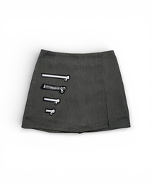 BORN SLIPPY（ボーンスリッピー）の「Multi Zip Slit Mini Skort (Charcoal)（スカート）」