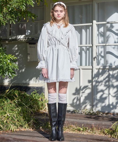 etre loin（エトルワン）の「French letter collar wrap mini dress（ワンピース・レディース・ホワイト/ブラック・M）」の11枚目の写真