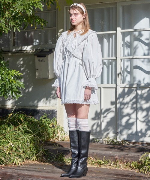 etre loin（エトルワン）の「French letter collar wrap mini dress（ワンピース・レディース・ホワイト/ブラック・M）」の12枚目の写真