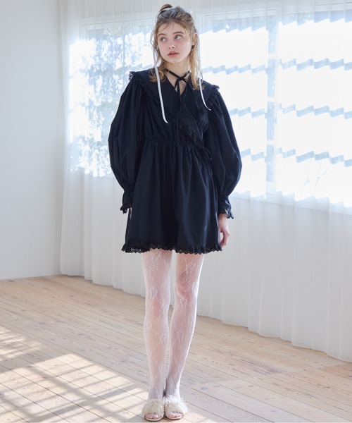 etre loin（エトルワン）の「French letter collar wrap mini dress（ワンピース・レディース・ホワイト/ブラック・M）」の18枚目の写真
