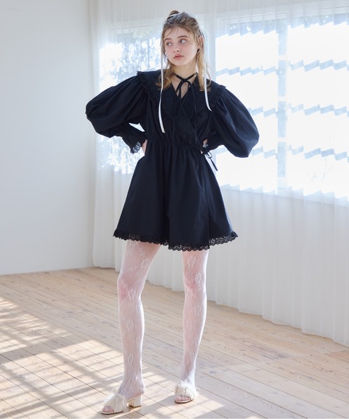 etre loin（エトルワン）の「French letter collar wrap mini dress（ワンピース・レディース・ホワイト/ブラック・M）」の16枚目の写真