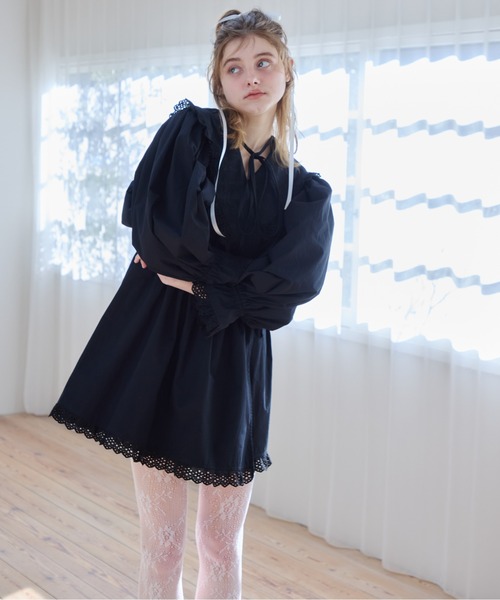 etre loin（エトルワン）の「French letter collar wrap mini dress（ワンピース・レディース・ホワイト/ブラック・M）」の21枚目の写真